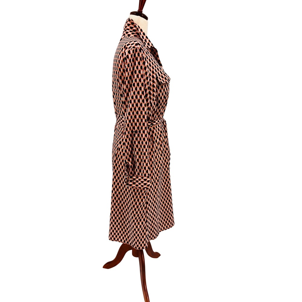 Lapis & Lillies Dress Womens dress Peach Black Geometric collared button down - Picture 5 of 9